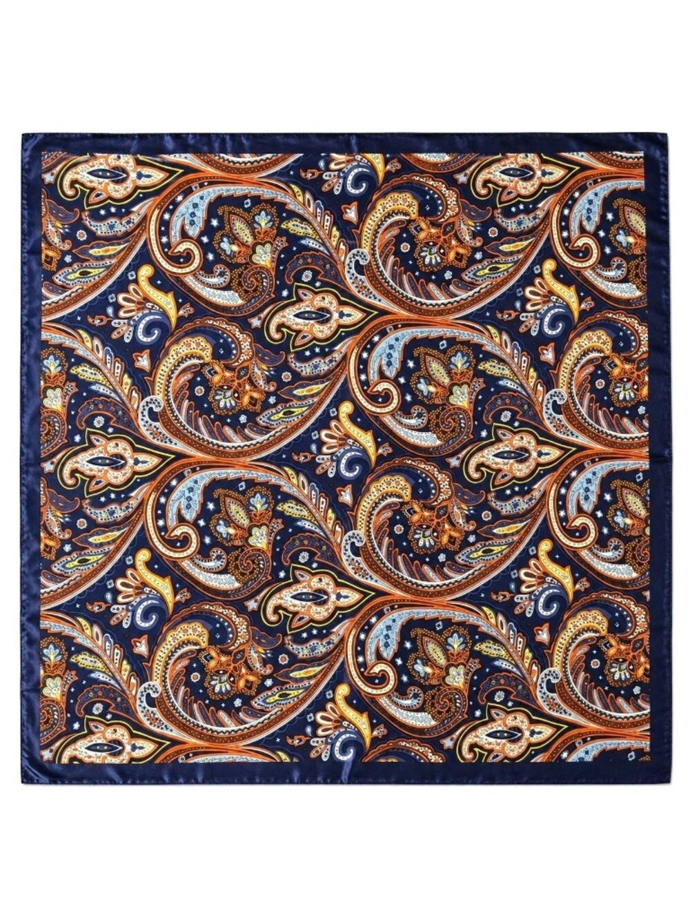 Navy Multicolor Paisley Wild Rag Scarf 35x35 Satin Western Cowgirl Cowboy